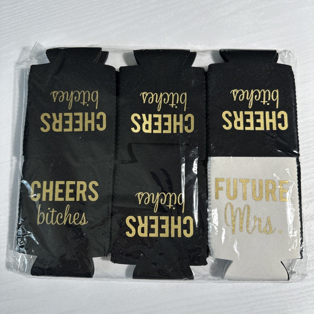 Bachelorette Bridal Party Can Koozie Set - Cheers B!tche$ & Future Mrs. 12 Total
